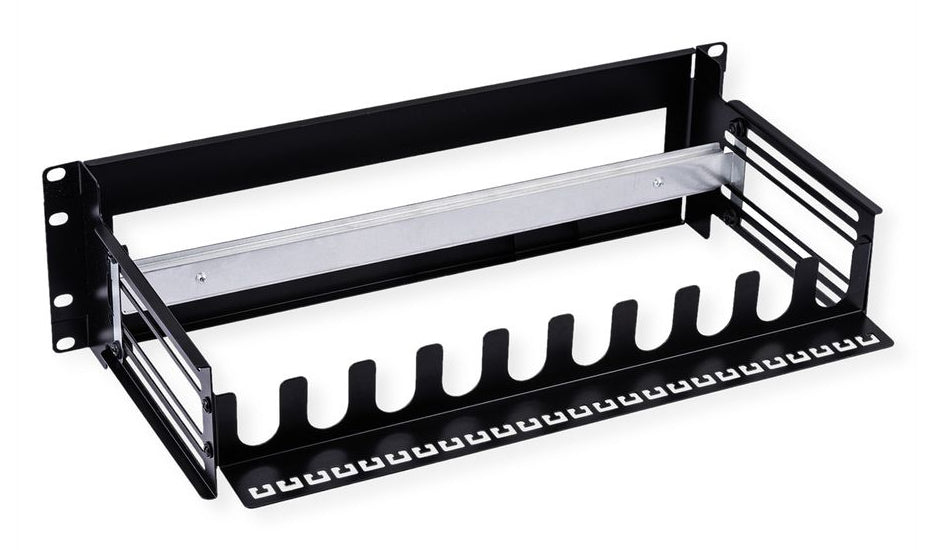 VALUE 19" Tragrahmen für Hutschienengeräte – Rack-Zubehör – 3U, Tragkraft 6 kg, Schwarz