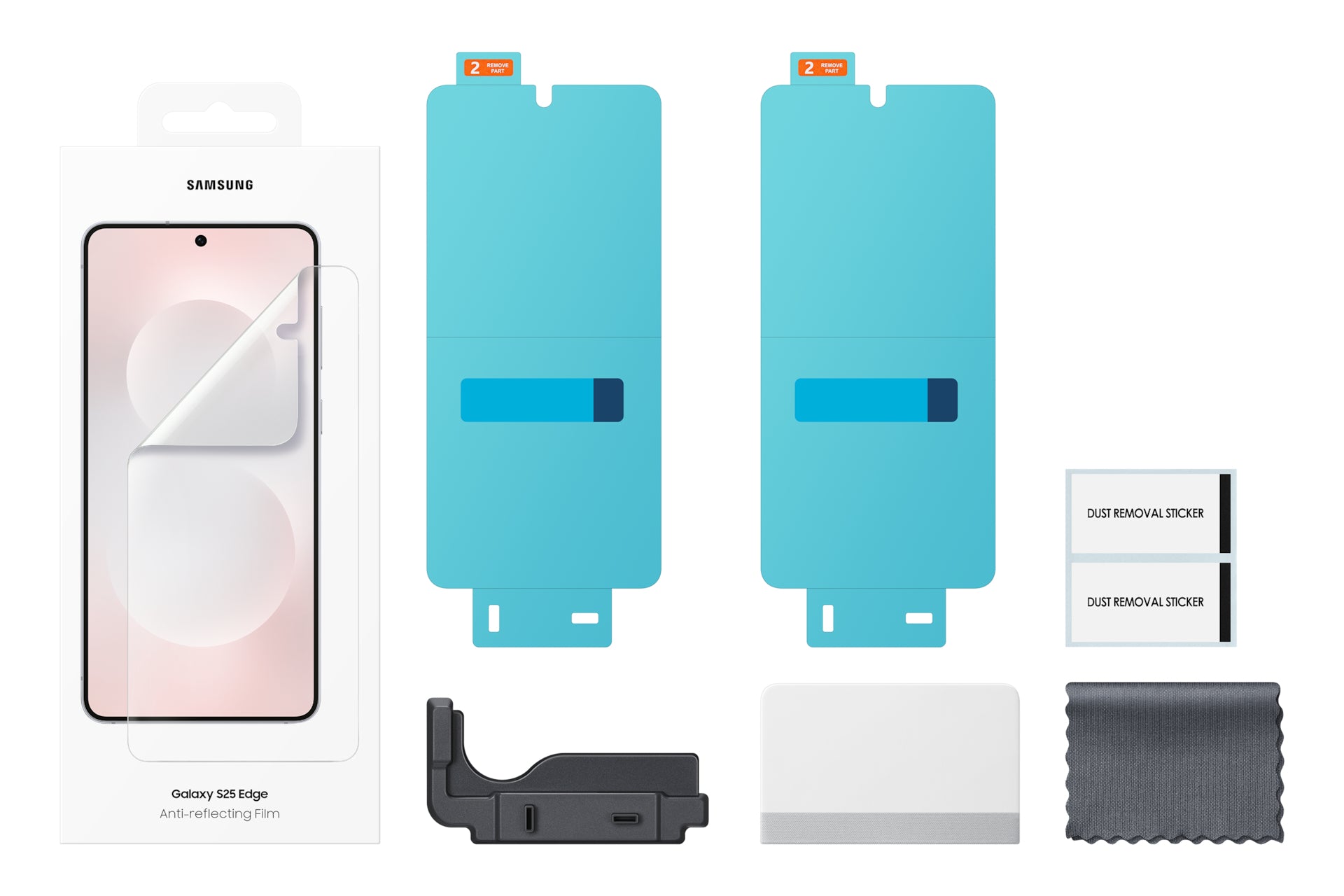 Samsung Displayschutz (Folie), Antireflex – für Galaxy S25 Edge – 2er-Pack – mit Applikator