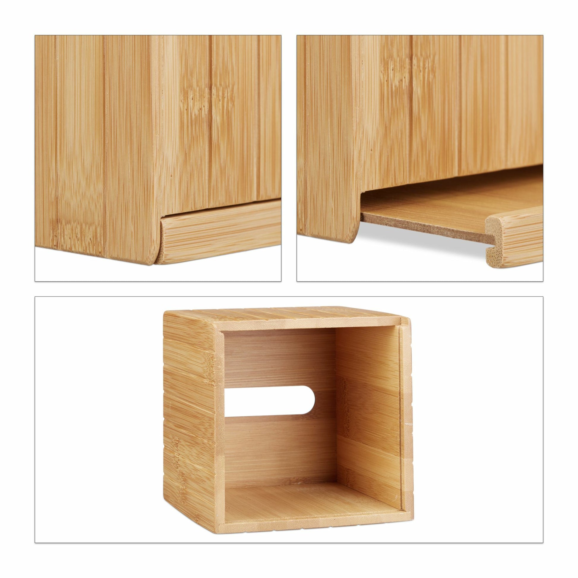 Relaxdays Kosmetiktuchbox – freistehend, Holz, Beige