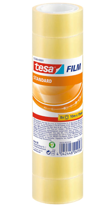 TESA Büro-Klebeband – permanent, klar, Kunststoff, 19 mm × 10 m, Kern Ø 26 mm