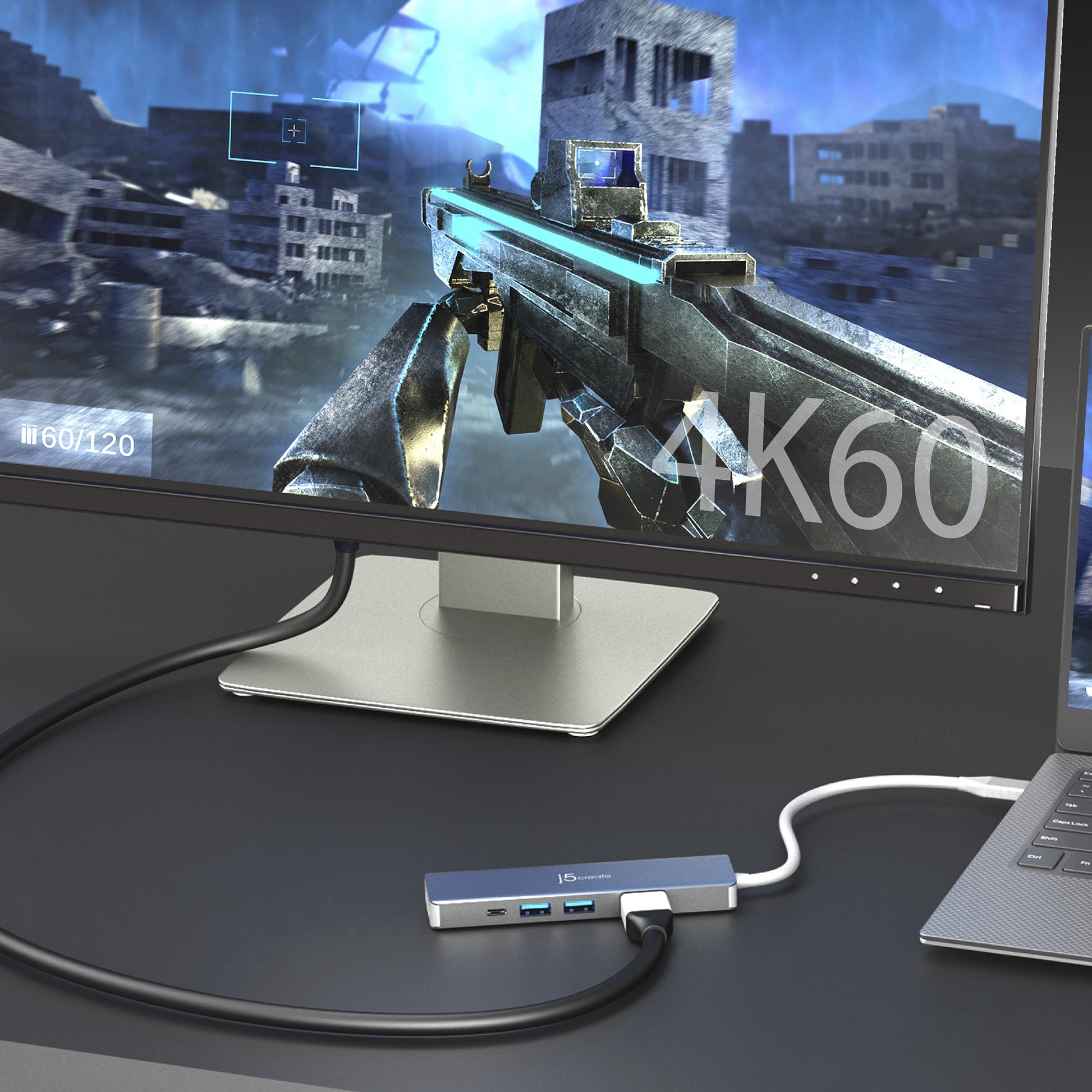 j5create JCD390-N Multiport-Adapter – USB-C, HDMI, 2× USB-A, 2× USB-C, 100 W PD, für Windows/Mac