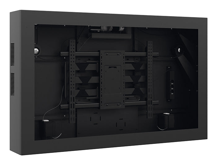 Hagor SOPW 65" Display-Gehäuse (Querformat) – Sicherheitsglas, VESA 200×200–800×600 mm, bis 75 kg – für 65" TV