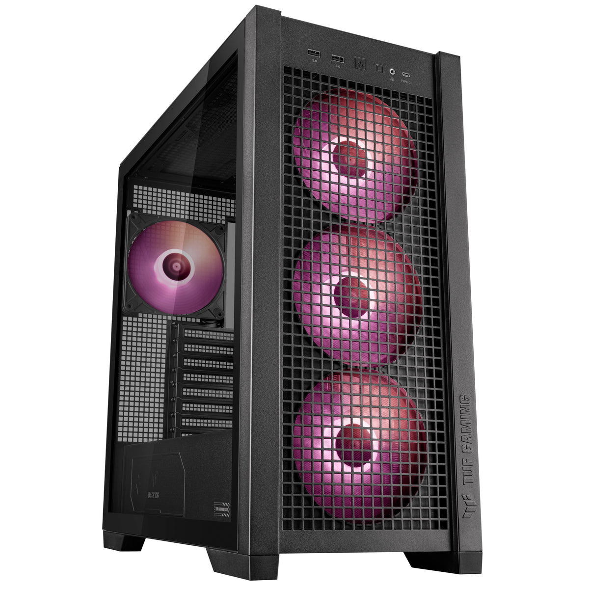 ASUS TUF GAM GT302 TG ARGB – PC-Gehäuse (Midi Tower) – Schwarz, 3×140 mm vorne, 1×140 mm hinten