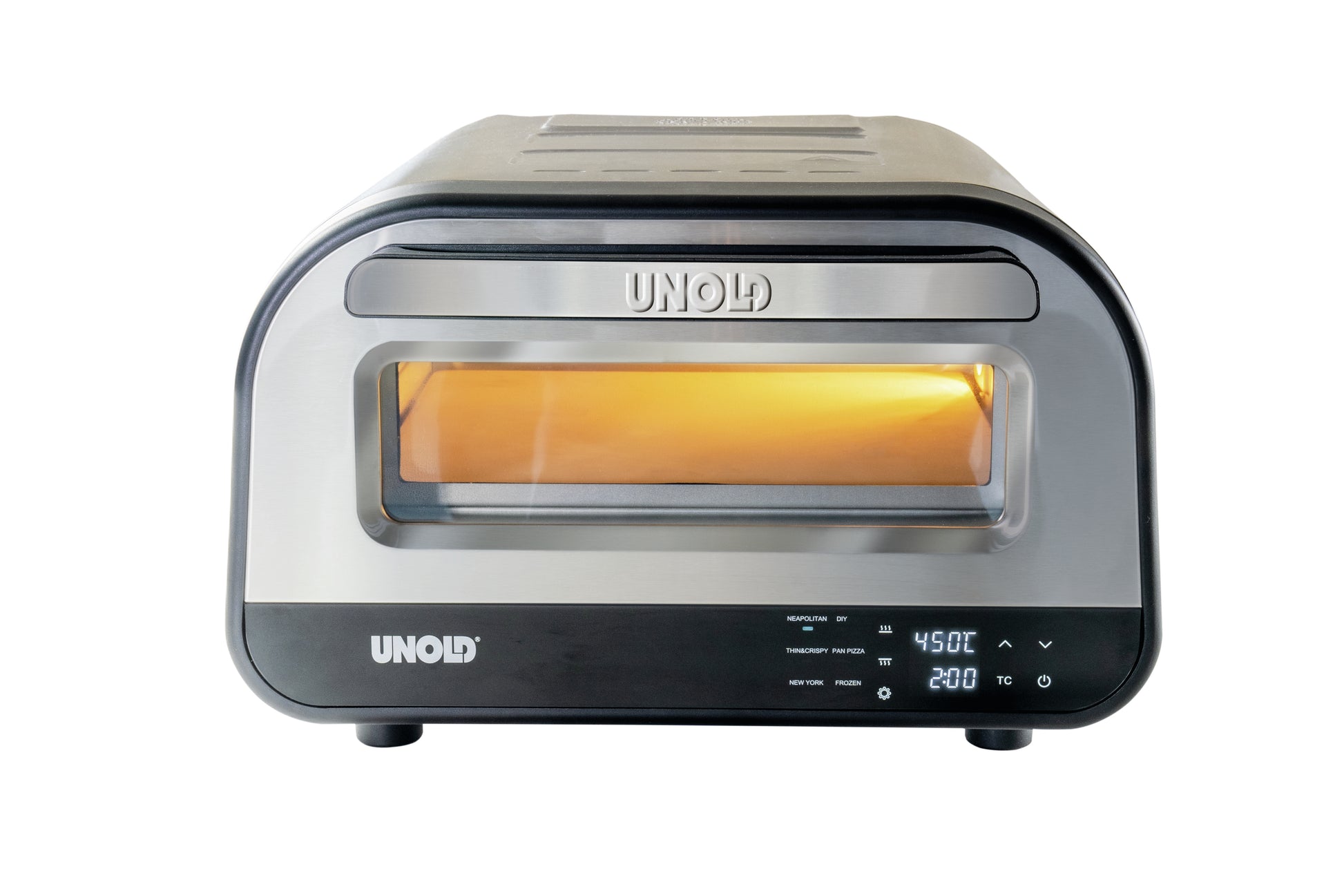 Unold Pizzaofen Luigi 68816 – 1 Pizza, Ø 30 cm, 1700 W – silber/edelstahl