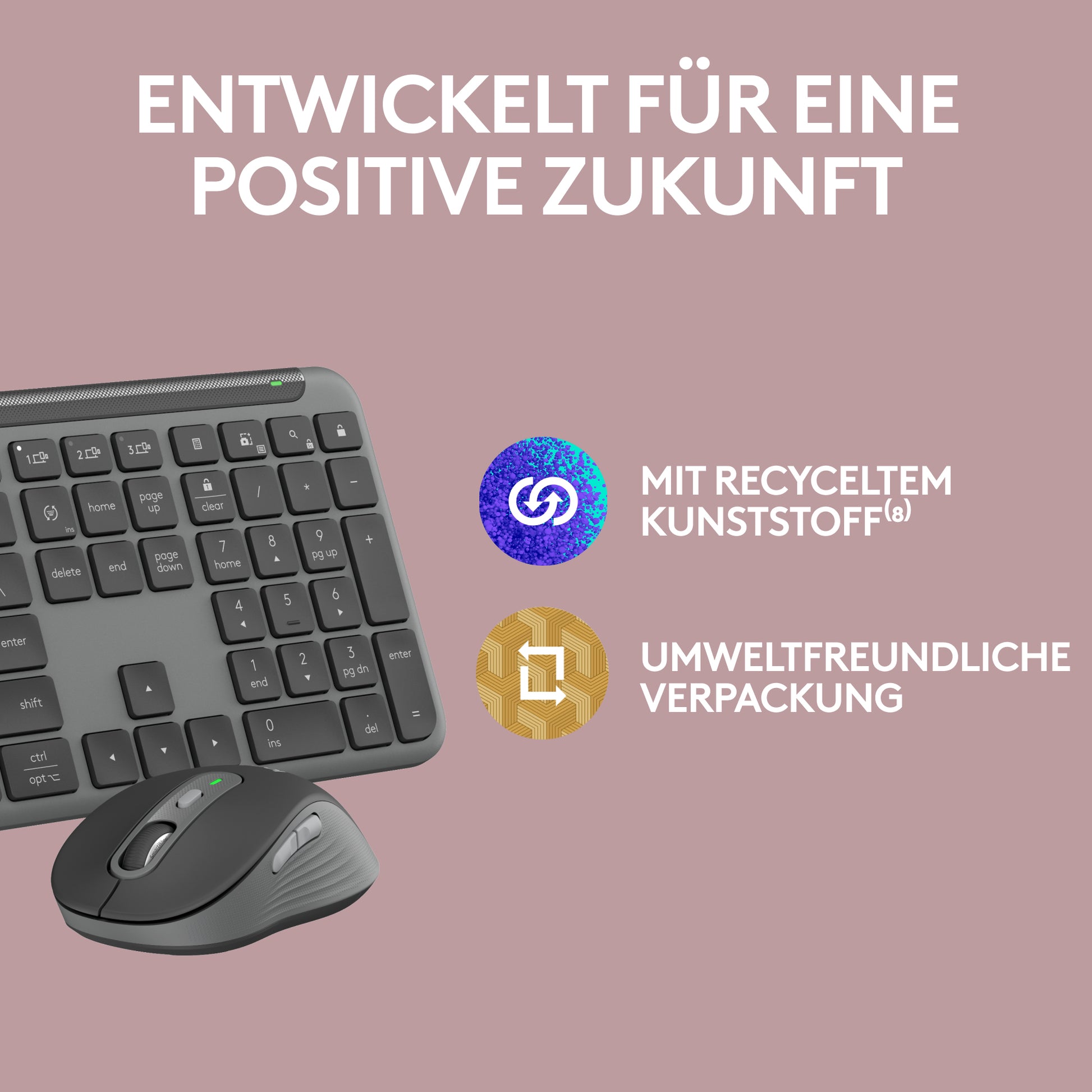 Logitech Signature Slim Combo MK950 – Tastatur, DE-Layout (DE), Grau