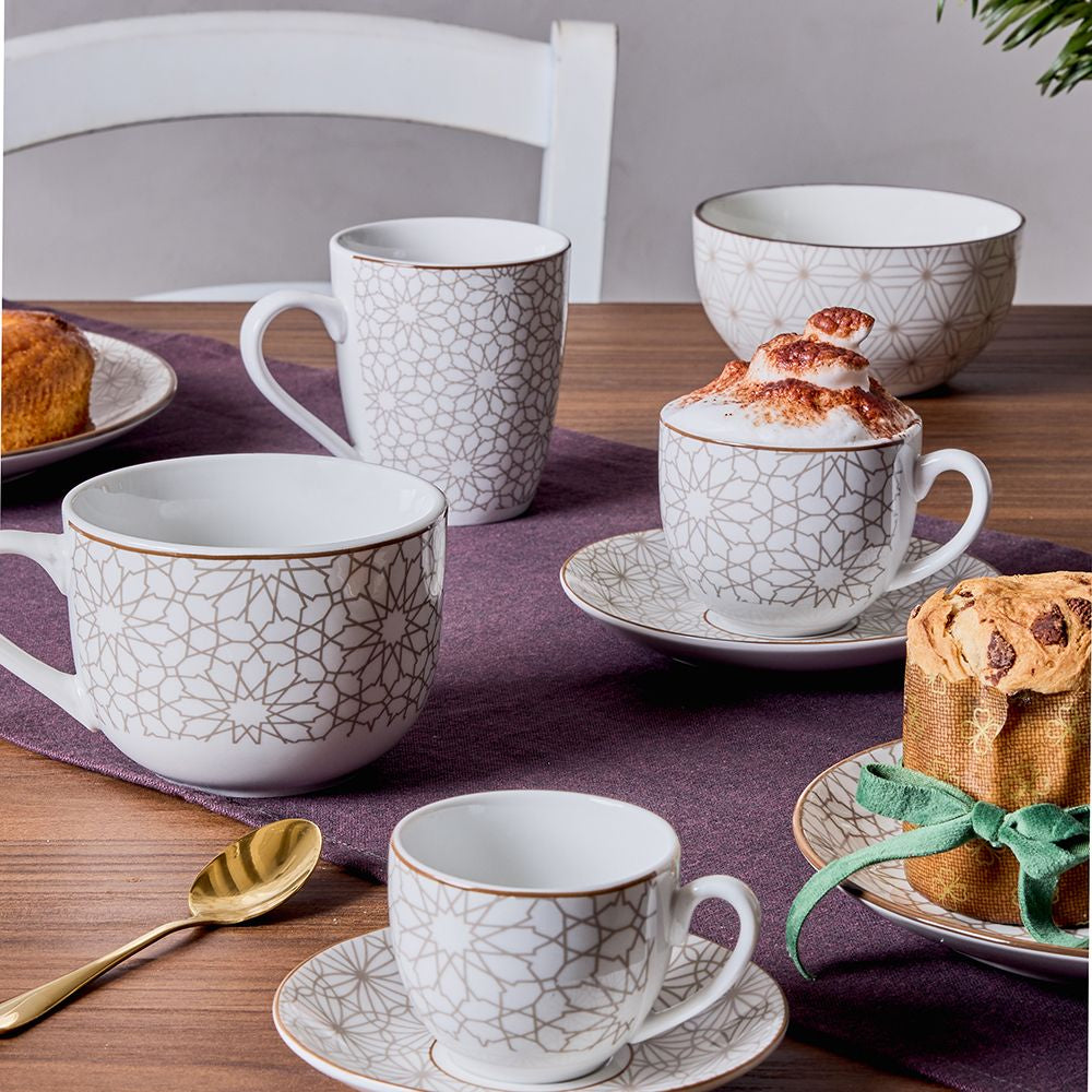 Tognana Porcellane Tognana Kaffeetasse Madison – 6er Set, 250 ml, Porzellan, spülmaschinenfest, mikrowellengeeignet