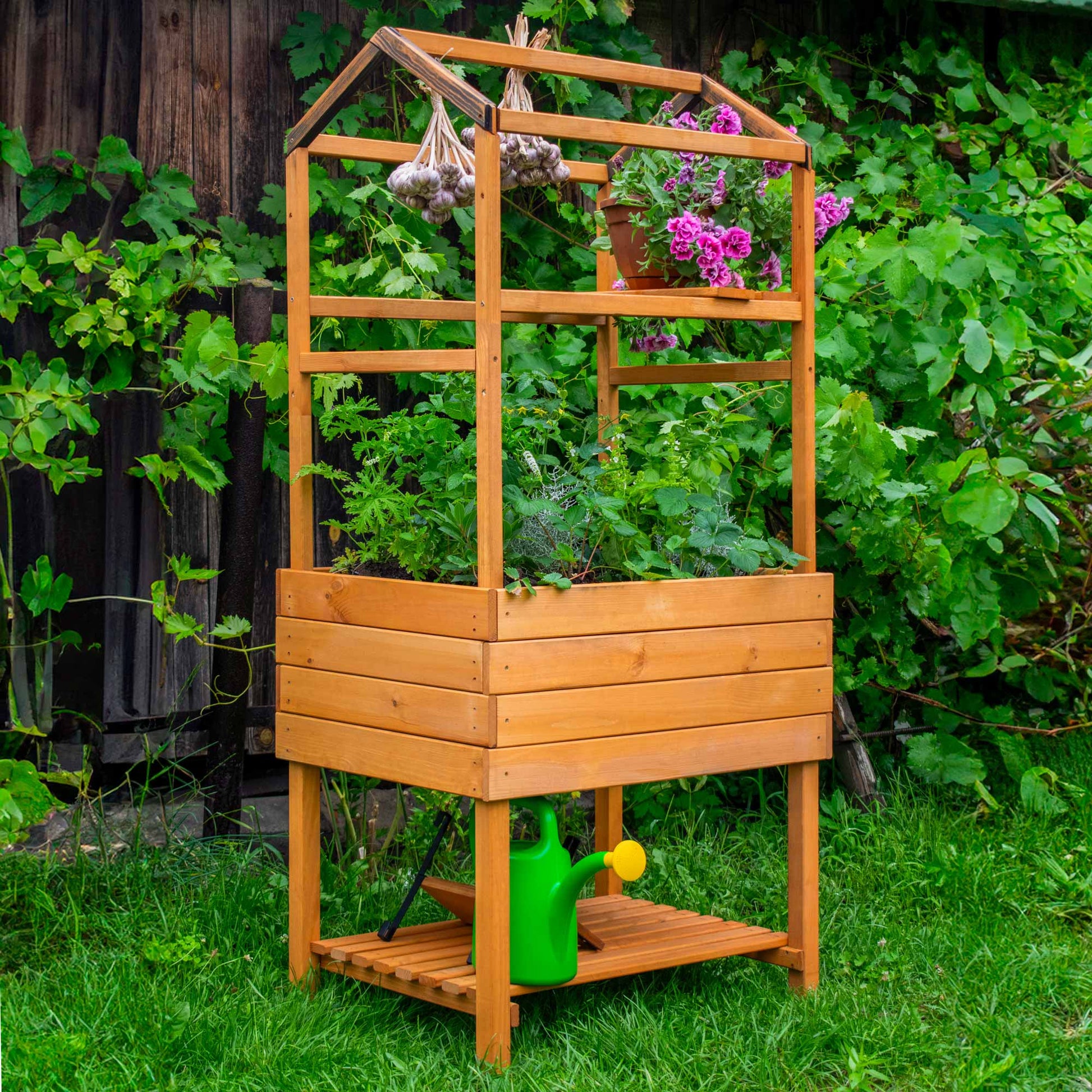 Dobar Kubus 2.0 Hochbeet – 78 × 78 × 58 cm – Kiefernholz, Braun