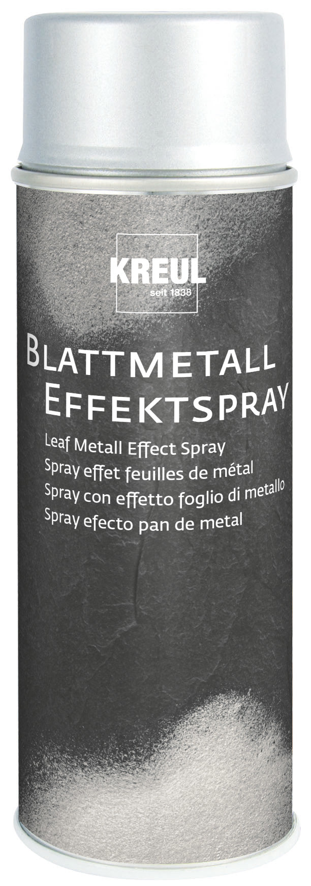 KREUL Blattmetall Effekt Farbspray – Silber, Metallic – 400 ml – für Glas, Metall, Holz