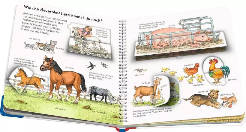 Ravensburger Buch – Mein Junior-Lexikon: Bauernhof, Spiralbindung, 24 Seiten, Deutsch, 2–4 Jahre