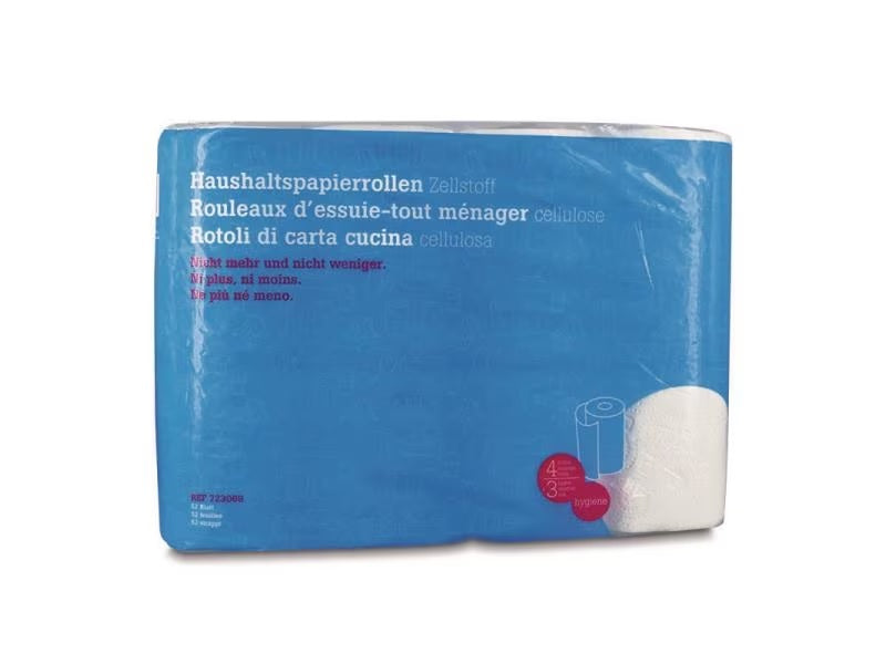 Hartmann Haushaltspapier – 3-lagig – 26 × 20,9 cm – 52 Blatt – Weiss – 4 Rollen