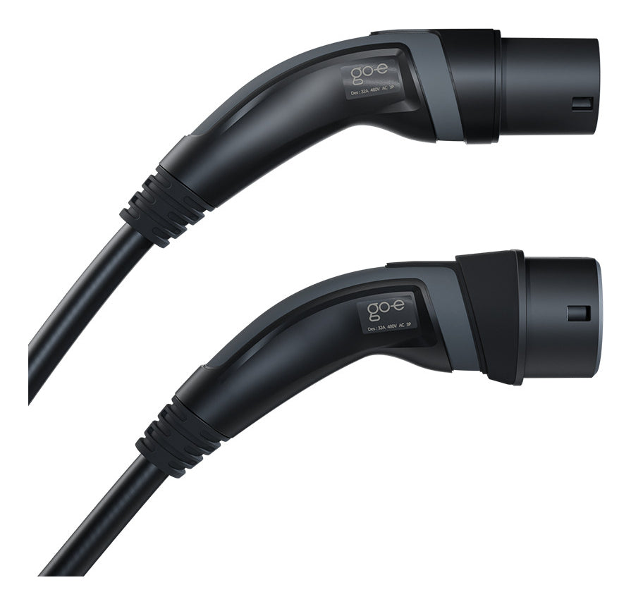 go-e Typ 2 Stromkabel – Typ 2–Typ 2, 7,5 m, 22 kW/32 A (dreiphasig), IP55, schwarz