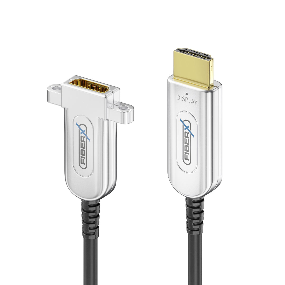 FiberX HDMI Verlängerungskabel HDMI 2.0 4K 60 Hz – 7,5 m – HDR, ARC – Schwarz/Silber