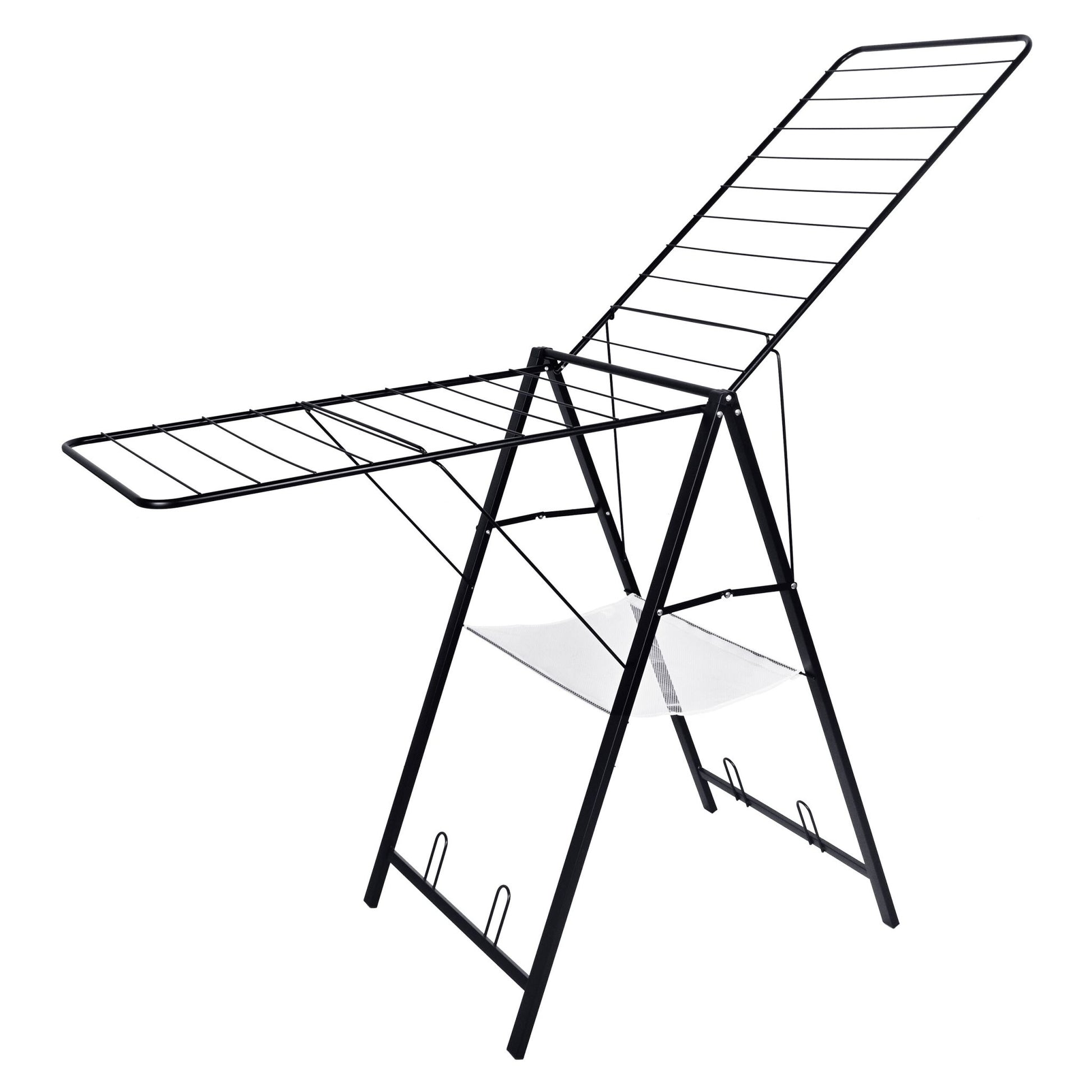 Relaxdays Wäscheständer – faltbar, 12 kg Tragkraft – Stahl/Kunststoff – schwarz – 1710 × 1045 × 580 mm