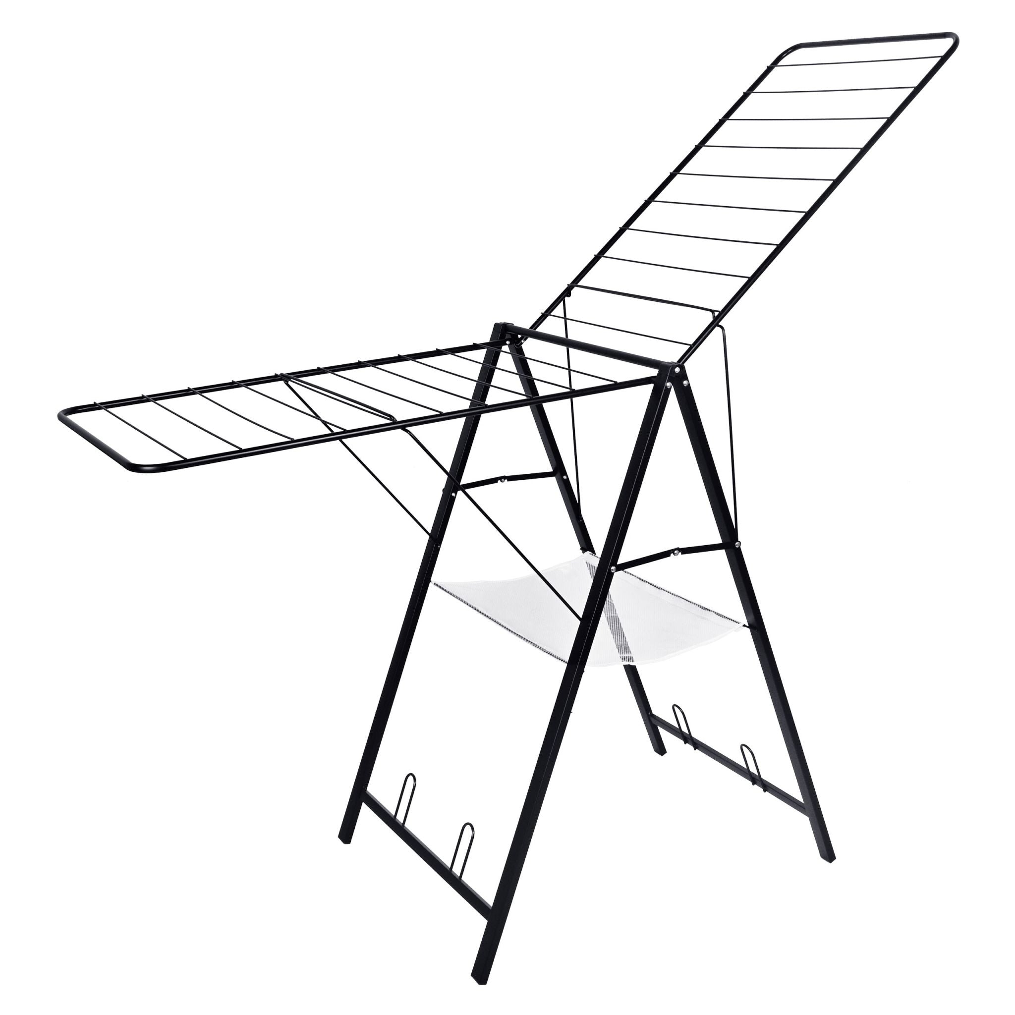 Relaxdays Wäscheständer – faltbar, 12 kg Tragkraft – Stahl/Kunststoff – schwarz – 1710 × 1045 × 580 mm