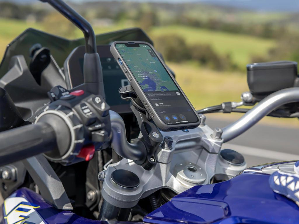 Quad Lock Motorrad-Lenkerhalterung Pro, Klemmhalterung, 360° drehbar – für Quad Lock Cases – Schwarz/Chrom