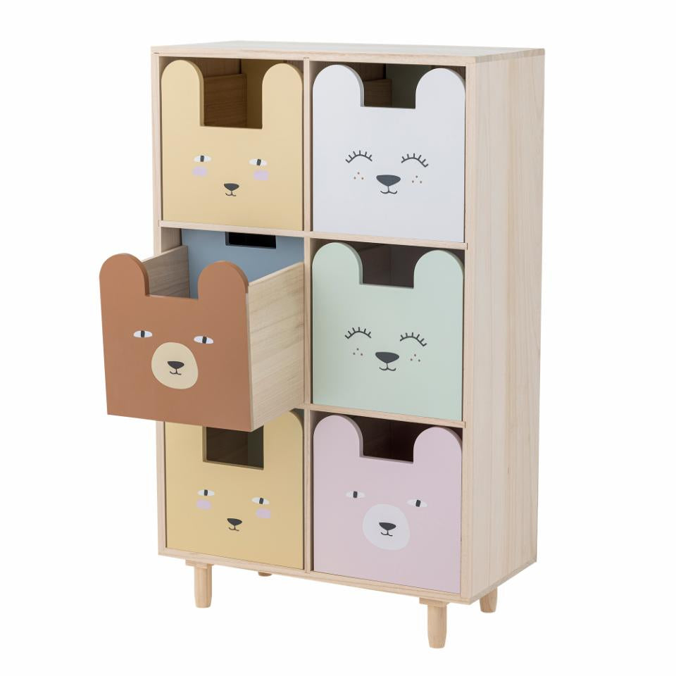 Bloomingville Büro-/Lagerregal freistehend Calle – 6 Böden – 55 × 25,5 × 88 cm – Paulownia – Mehrfarbig/Natur
