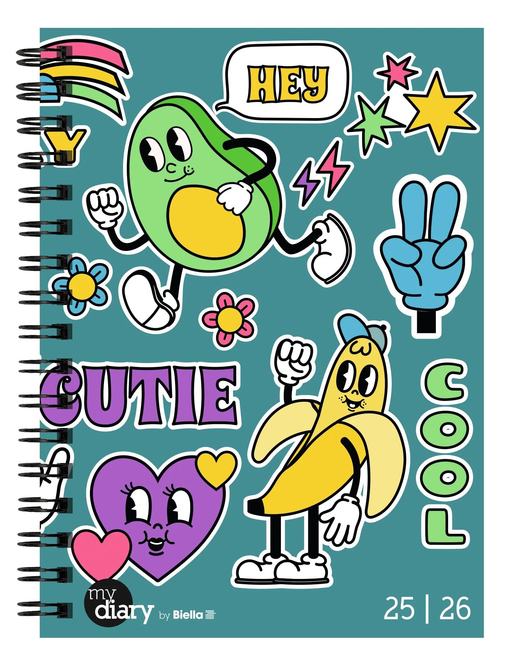 Biella mydiary Schüleragenda – 1 Woche/2 Seiten, Spiralbindung, 12 × 16,5 cm, Aug–Jul, Comic, FSC