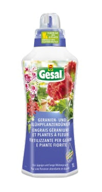 Gesal Geranien- und Blühpflanzendünger Flüssig, 1 L, Bio – 1 Flasche