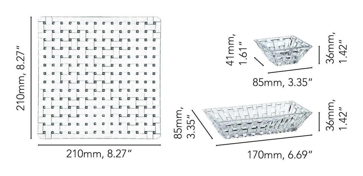 Nachtmann Servierset Bossa Nova – 4-teiliges Set, 21,6 × 21,6 × 1,8 cm, Kristallglas, spülmaschinenfest