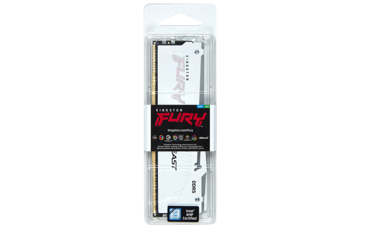 Kingston Technology Kingston FURY Beast – DDR5 Speichermodul – 16 GB 5200 MT/s CL40, 288-poliger DIMM, Weiss, RGB, XMP 3.0
