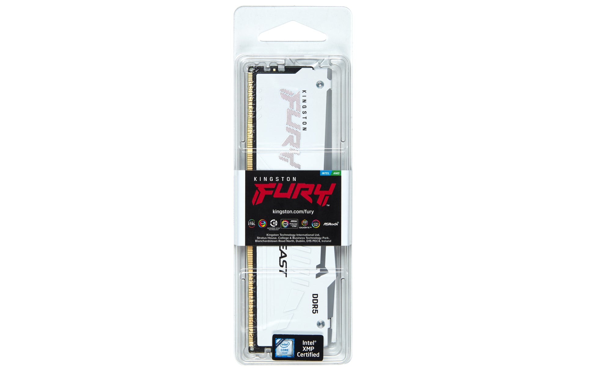 Kingston Technology Kingston FURY Beast – DDR5 RAM 16 GB 6000 MT/s CL30, 288-Pin DIMM, ECC, Weiss, RGB, EXPO