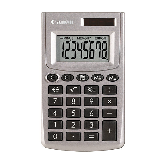 Canon Taschenrechner LS-270L – 8-stellig, LCD, Solar + Batterie, silber, 61×102×10 mm