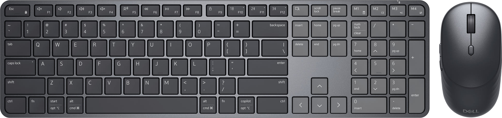DELL Pro 7 Slim KM726 – Tastatur-Maus-Set – Bluetooth & 2,4 GHz (USB-A) – QWERTY (US-INT) – Schwarz