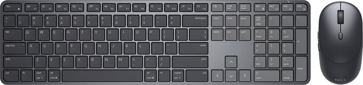 DELL Pro 7 Slim – Tastatur-Maus-Set – Schere, Bluetooth & 2,4 GHz (USB-A) – QWERTY (Nordisch) – Schwarz