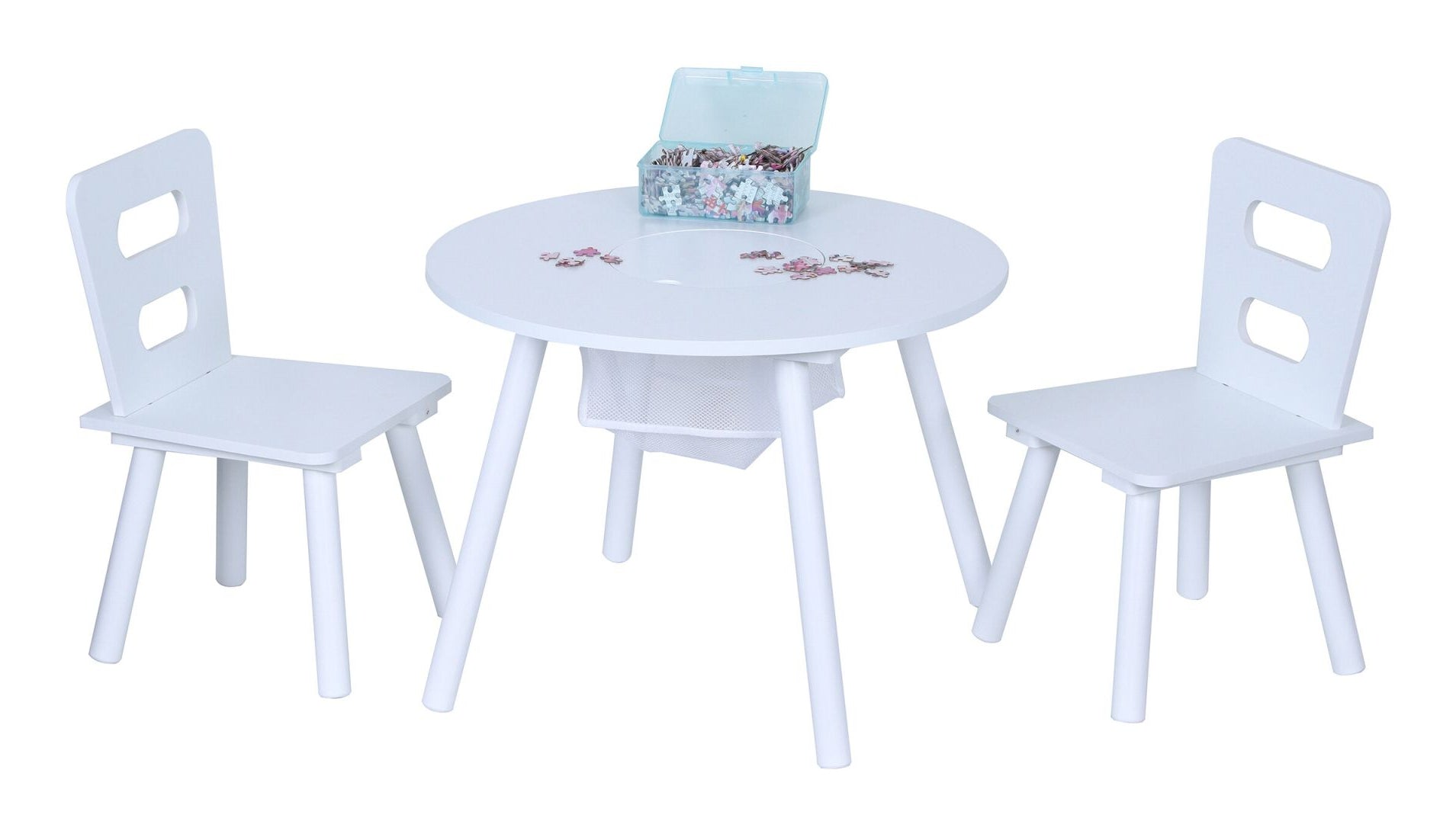 Relaxdays Bistro-Set – Weiss – MDF, Nylon – Tisch Ø 59,5 × 44 cm