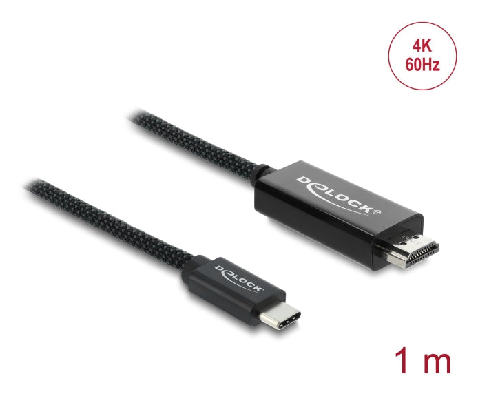 DeLOCK USB-C auf HDMI Kabel 4K 60 Hz – 1 m – geflochten – für MacBook, Chromebook