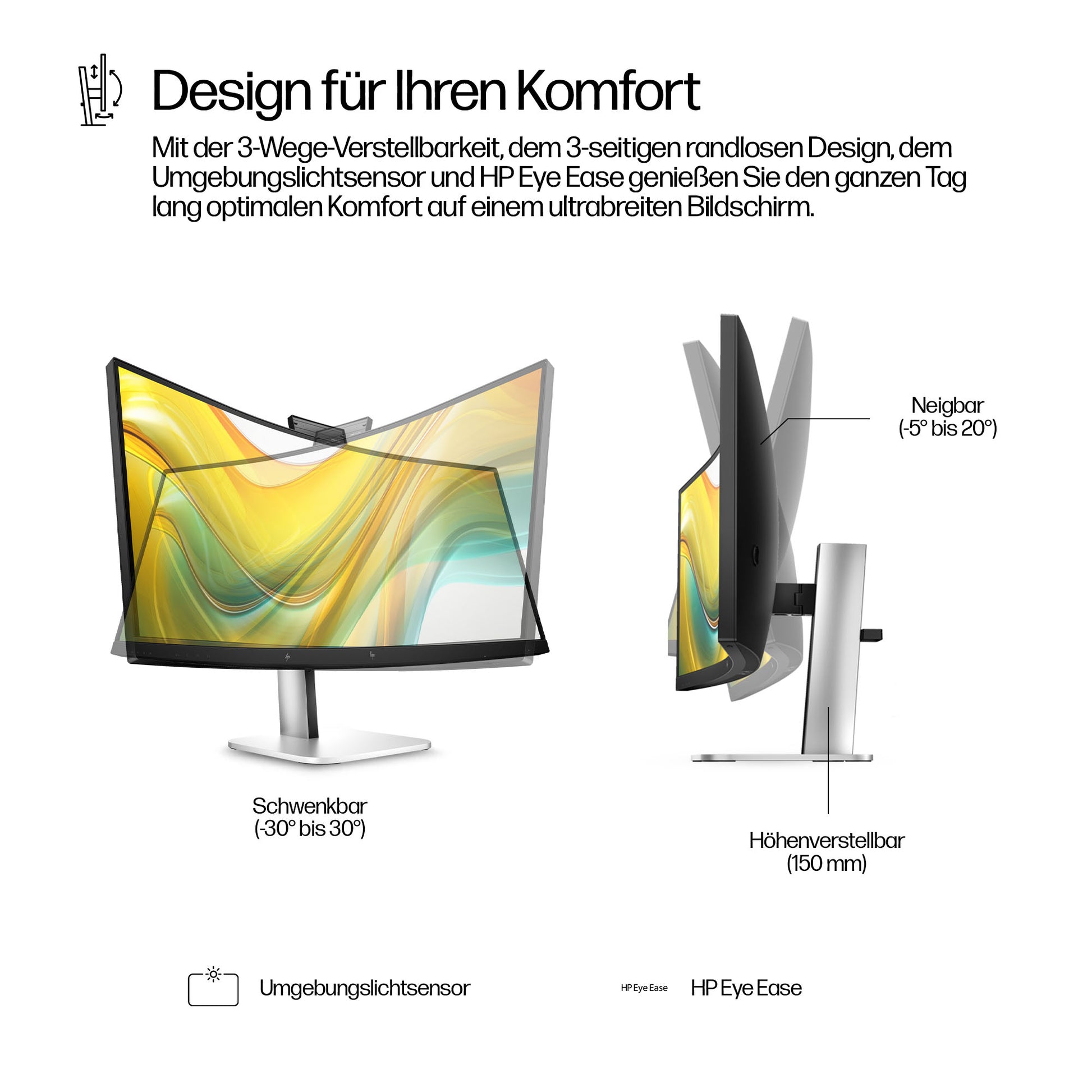 HP S5 Pro 534PM – Monitor, WQHD (2560 × 1440), Gebogen, USB-C, Docking-Display