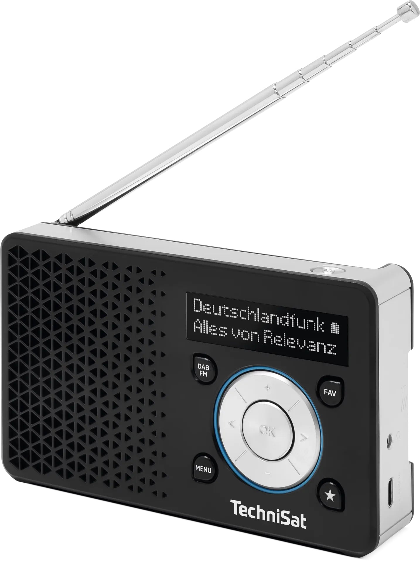 TechniSat DigitRadio 1 A – Tragbares DAB+ Radio, UKW, 10 h Akku – Schwarz/Silber
