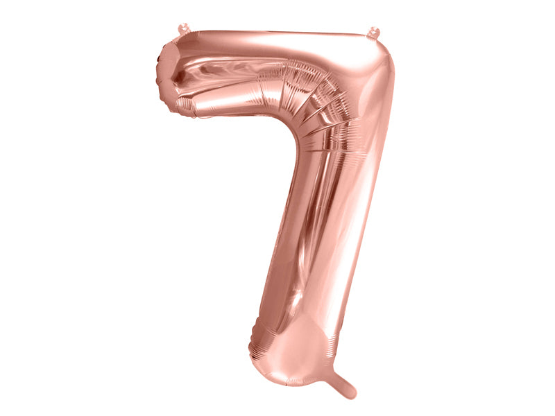 PartyDeco Folienballon Zahl 7 Geburtstag – Roségold – 86 cm – Folie – 1 Stk
