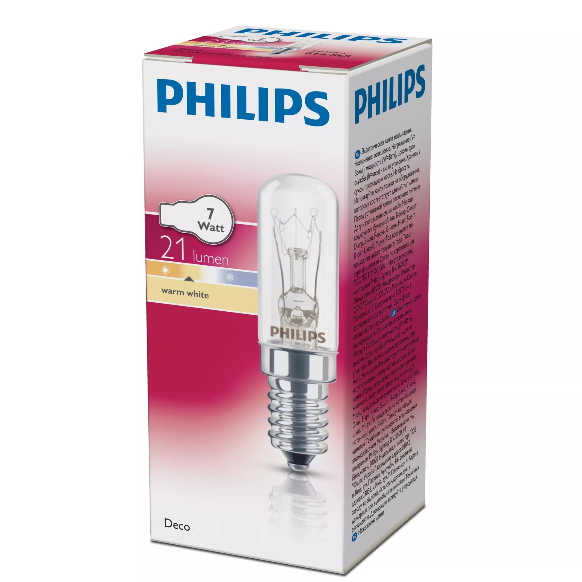 Philips by Signify Leuchtmittel E14 Röhrenform – 21 lm, 7 W, Warmweiss 2700 K, dimmbar