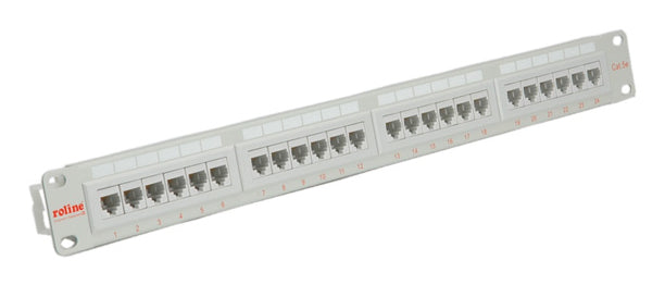 ROLINE Patchpanel Cat.5e (Klasse D) – 24× RJ‑45, UTP, 1U, Krone LSAplus, Grau