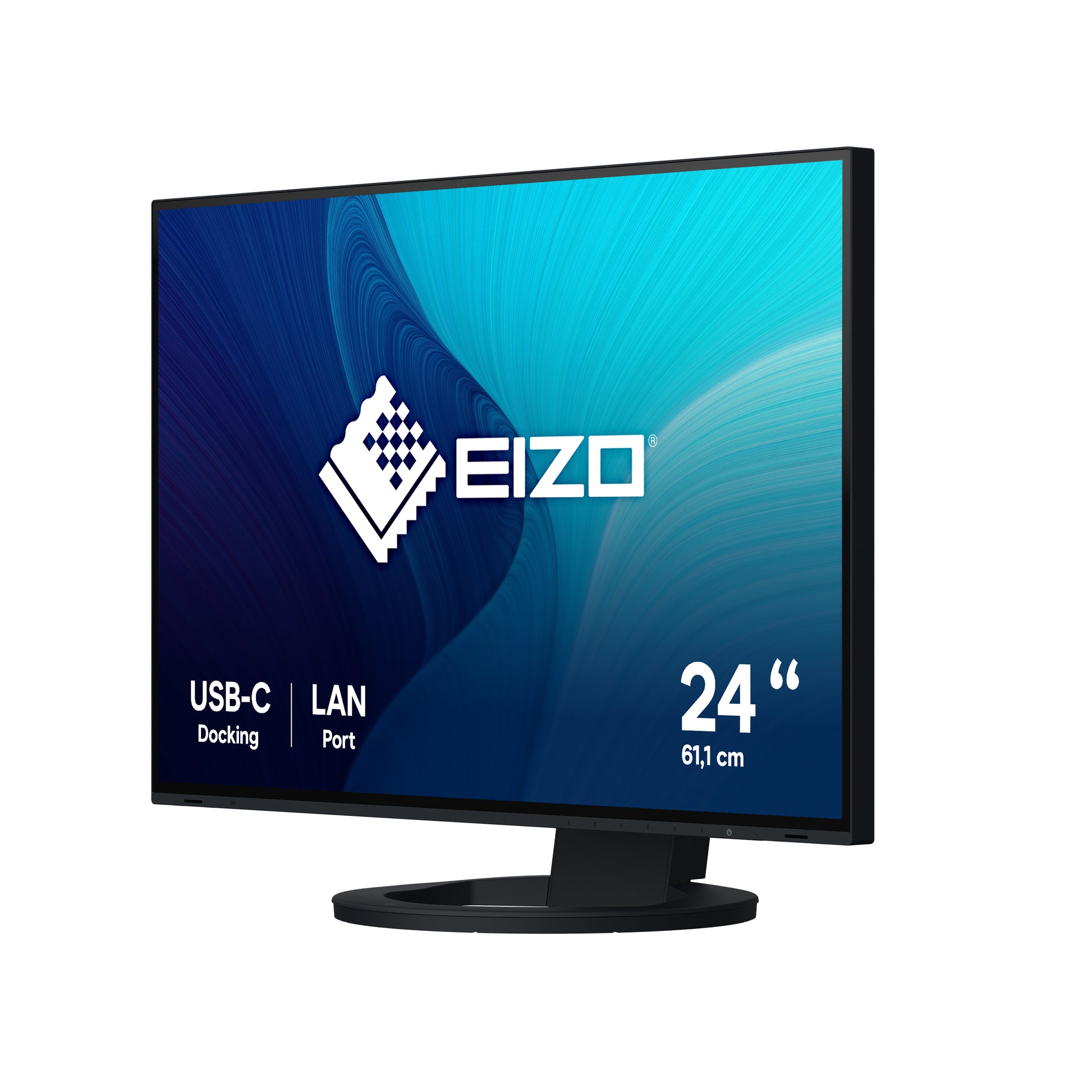 EIZO FlexScan EV2495-BK – Monitor, 24,1", 350 cd/m², USB-C (PD 70 W, DP Alt Mode), Lautsprecher, VESA 100 × 100