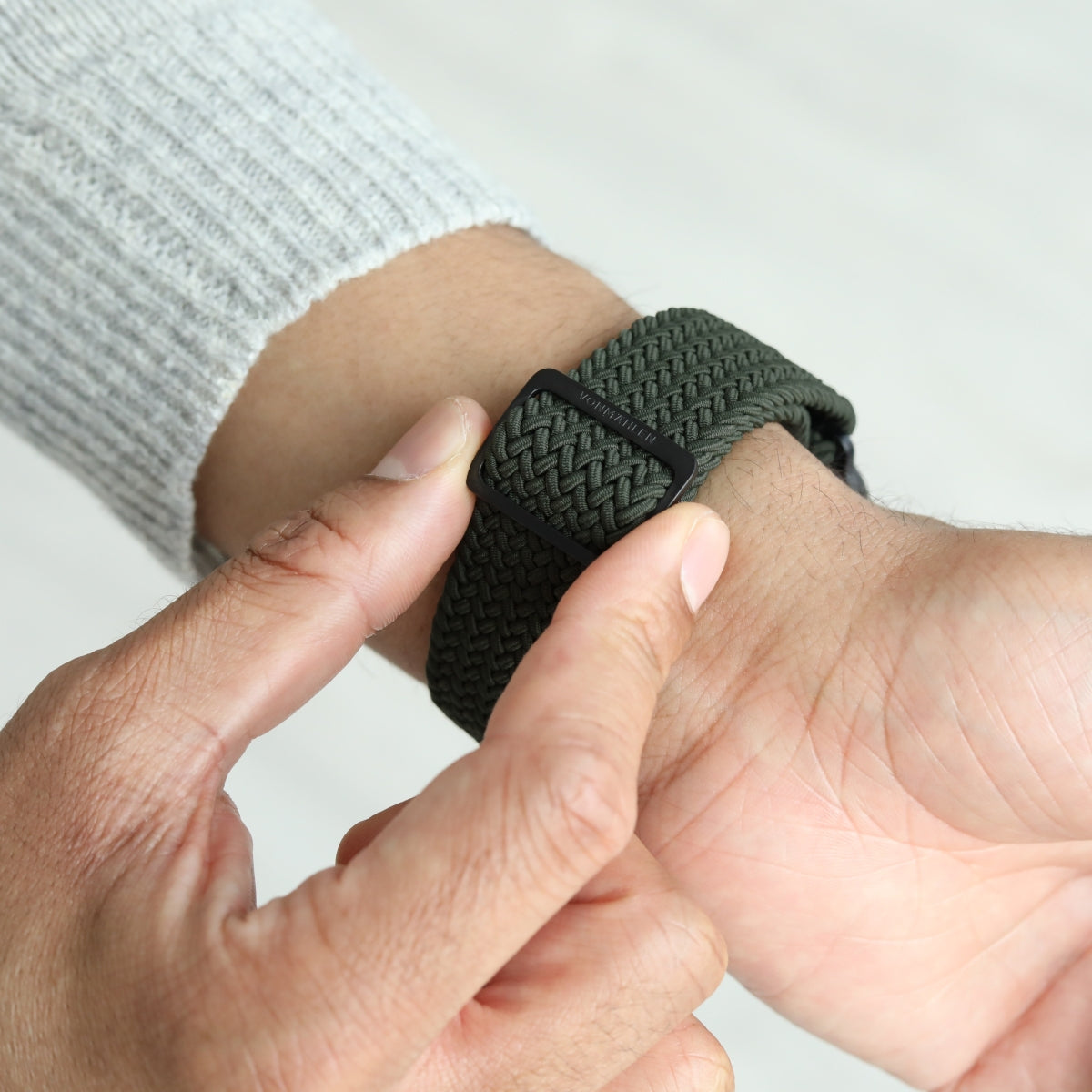 Vonmählen Woven Loop – Armband – für Apple Watch, Schwarz/Olive, One Size, Nylon