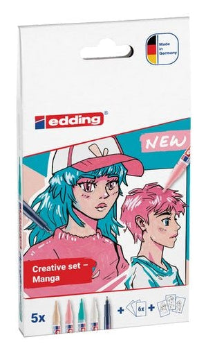 Edding Kreativset Acrylic Marker Manga – 1 Faserzeichner, 4 Acrylic Marker