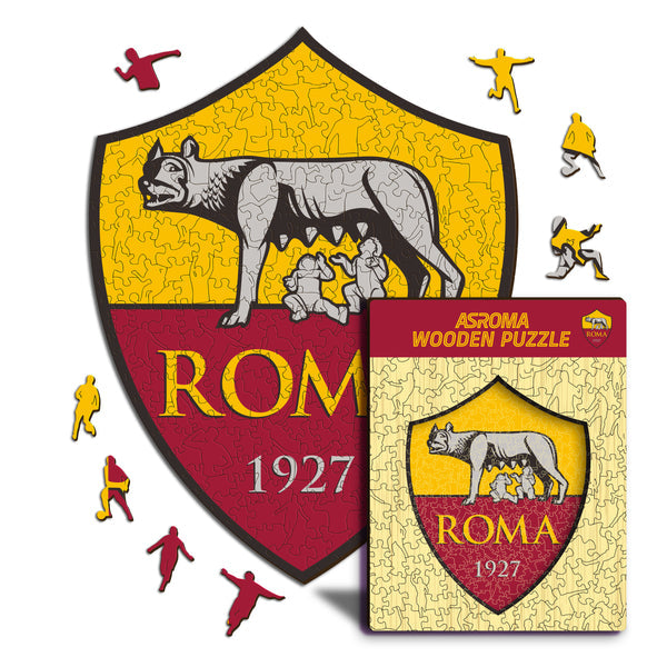 Iconic Puzzles Puzzle AS Roma Logo – 150 Teile – 21 × 27 cm – ab 10 Jahren – Holz – Mehrfarbig
