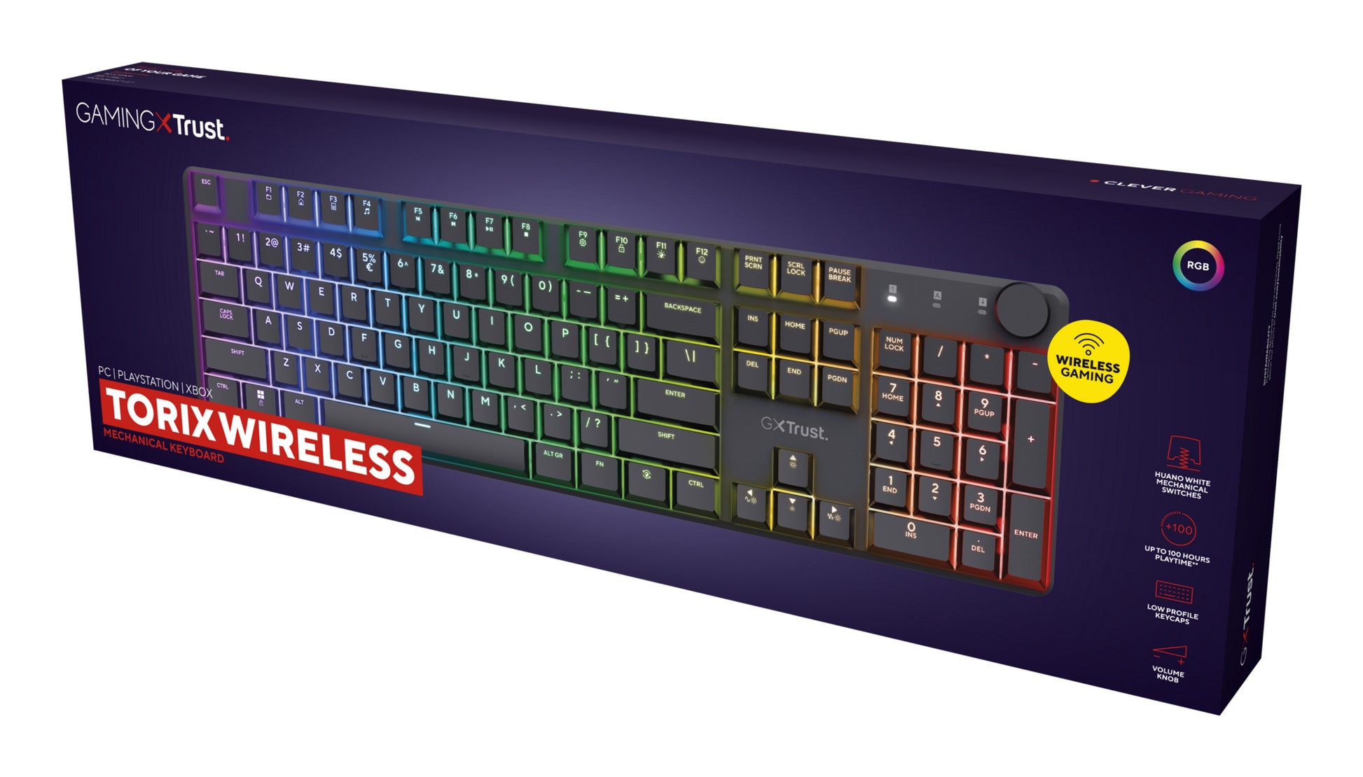 Trust GXT868 Torix – Tastatur, kabelgebunden (USB-A), US-Layout (EN), Fullsize (mit Ziffernblock), mechanisch