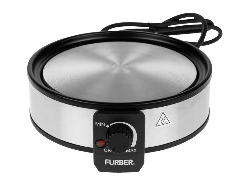 Furber. Furber Fondue-Set – Edelstahl, 1,8 l, 8 Gabeln, elektrisch – schwarz/silber