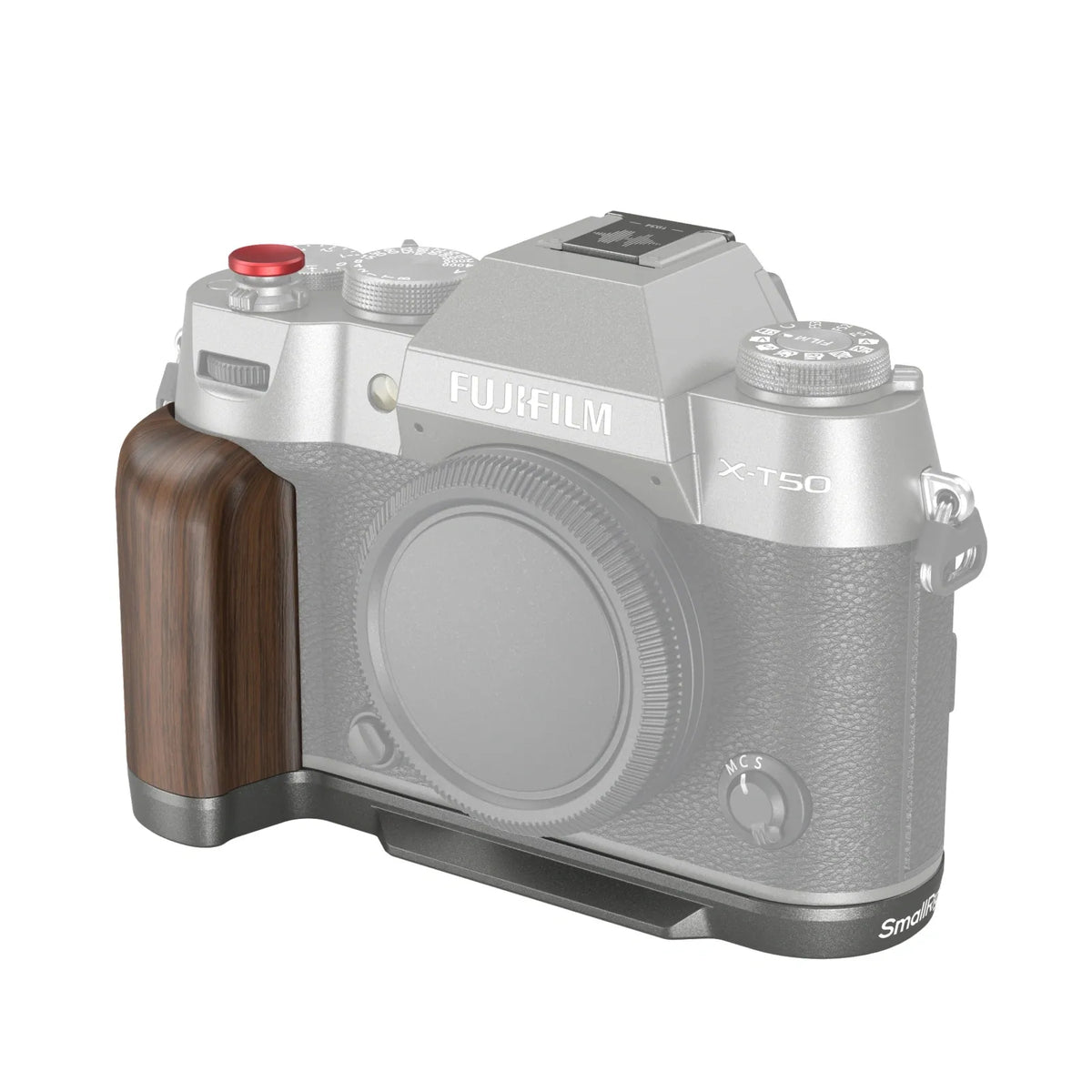 SmallRig 4736 L-Shape-Griff – Aluminium/Holz – für Fujifilm X-T50 – Silbergrau