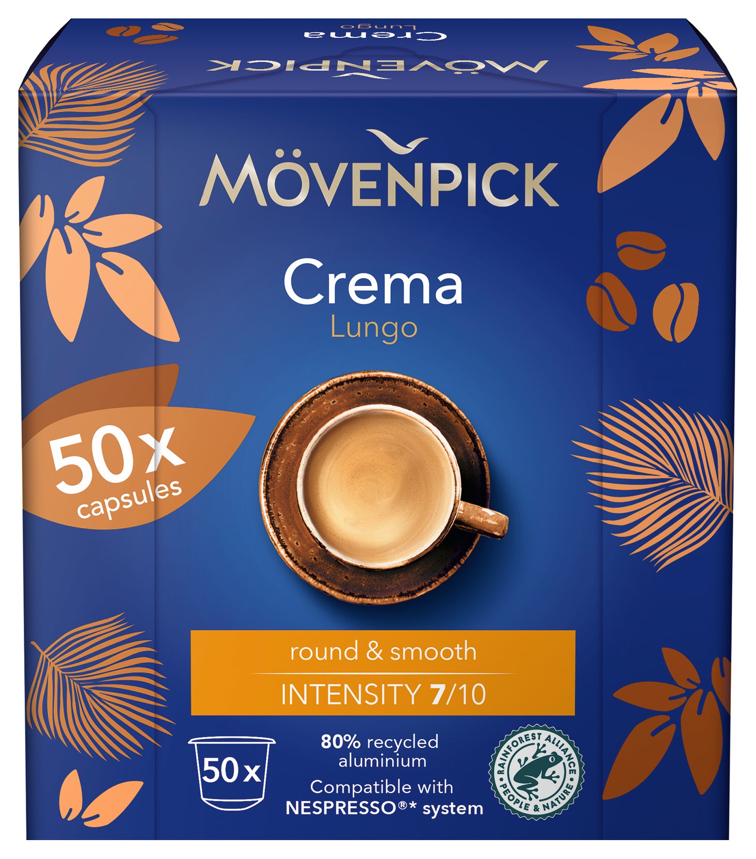 Mövenpick Crema Lungo – Kapseln für Nespresso – Intensität 7, 50 Kapseln