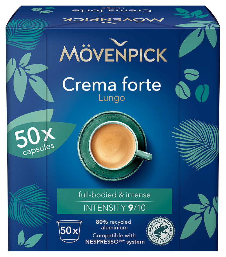 Mövenpick Crema Forte – Kapseln – Lungo, Intensität 9, Schokolade, 50 Kapseln