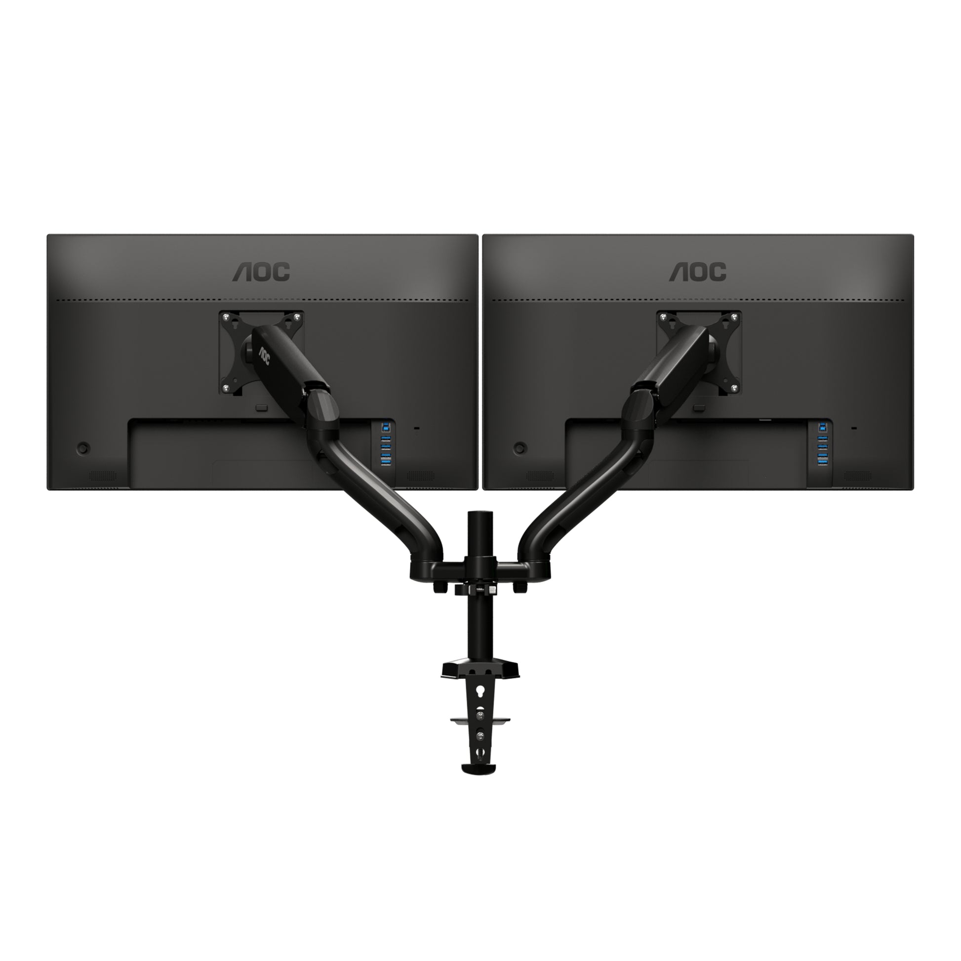 AOC AD110D0 – Tischhalterung, Dual, Tischklemme/Tischdurchführung, bis 27", VESA 100 × 100 mm, 9 kg, Schwarz