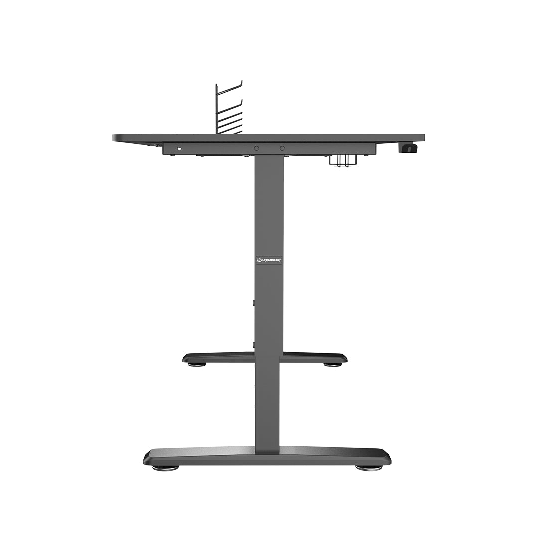 Ultradesk Rollbarer Computertisch, höhenverstellbar, 1'600×700×820 mm, bis 120 kg, Schwarz/Rot