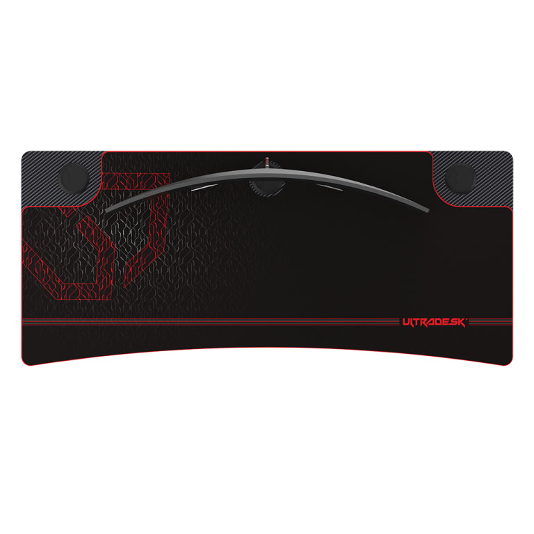 Ultradesk Rollbarer Computertisch, höhenverstellbar, 1'600×700×820 mm, bis 120 kg, Schwarz/Rot
