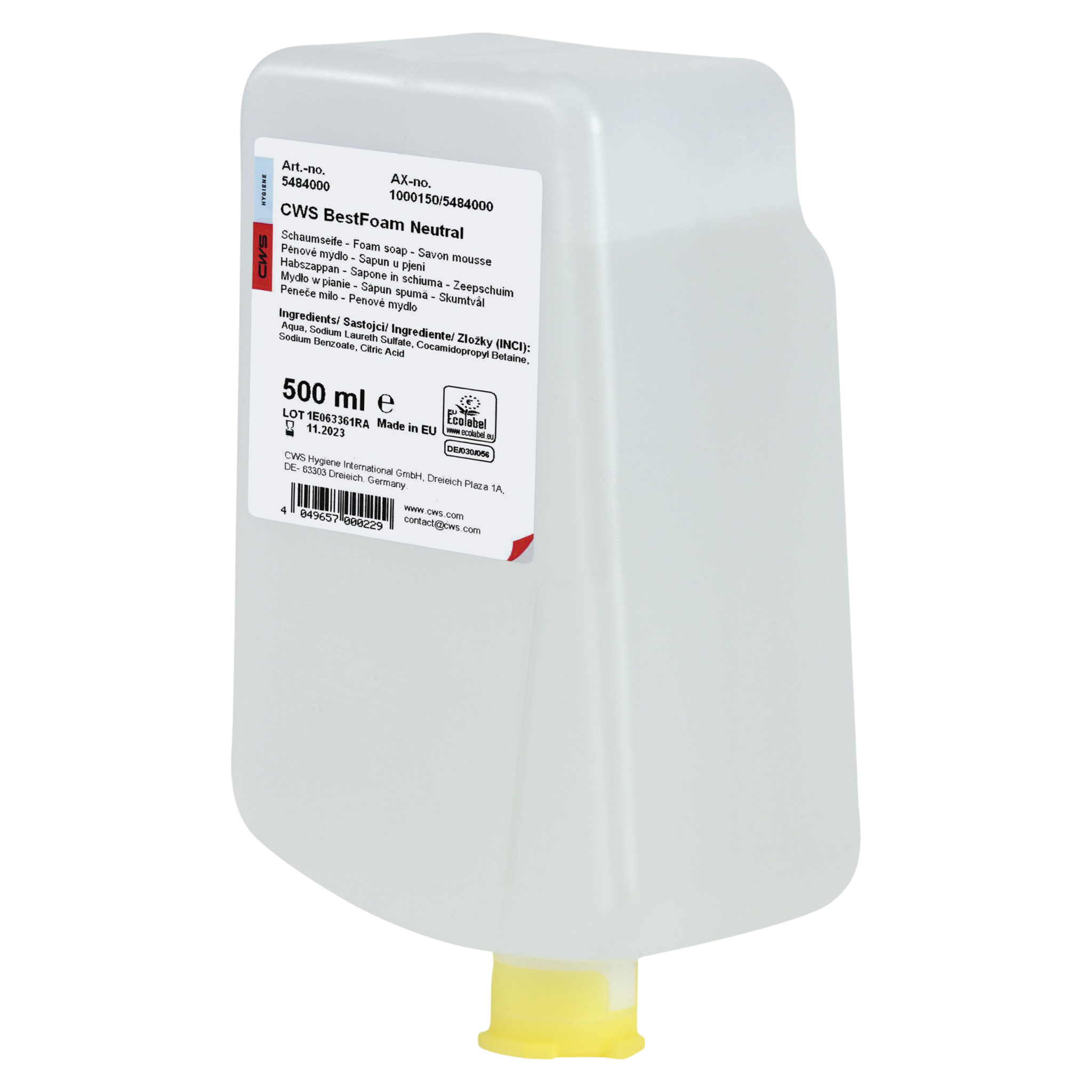 CWS Schaumseife ParadiseLine – neutral – 12 × 500 ml