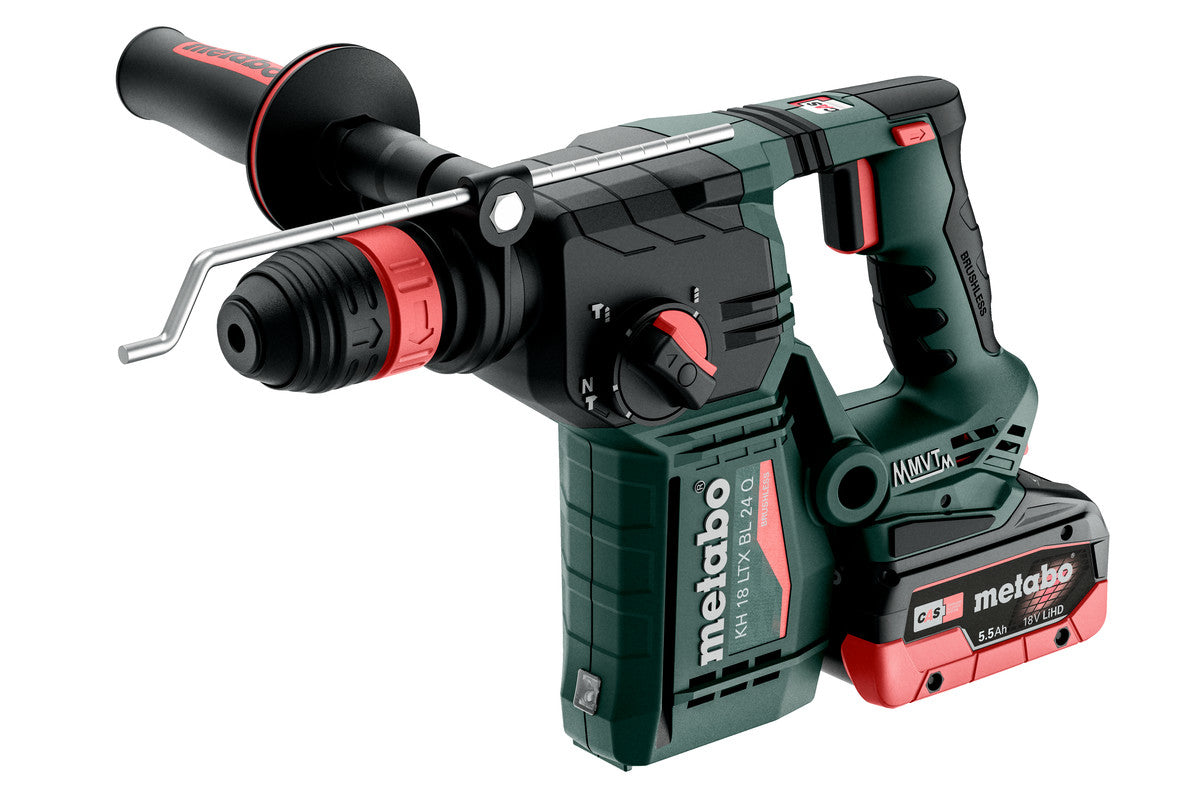Metabo Bohrhammer KH 18 LTX BL 24 Q – 18 V (CAS) – SDS-plus – Beton Ø 24 mm – 2×5,5 Ah & Ladegerät