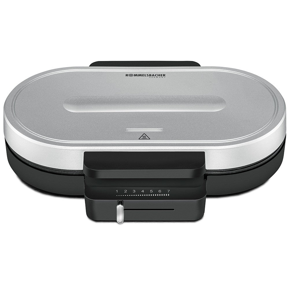 Rommelsbacher Waffeleisen WA 1250 – 2 Waffeln, Herzform, 1,6 cm Backfläche, 1250 W – Silber/Schwarz